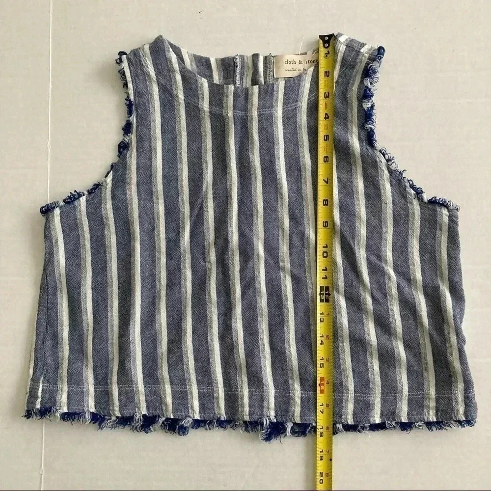 CLOTH & STONE Button Back Frayed Stripe Tank Medium - Picture 7 of 8
